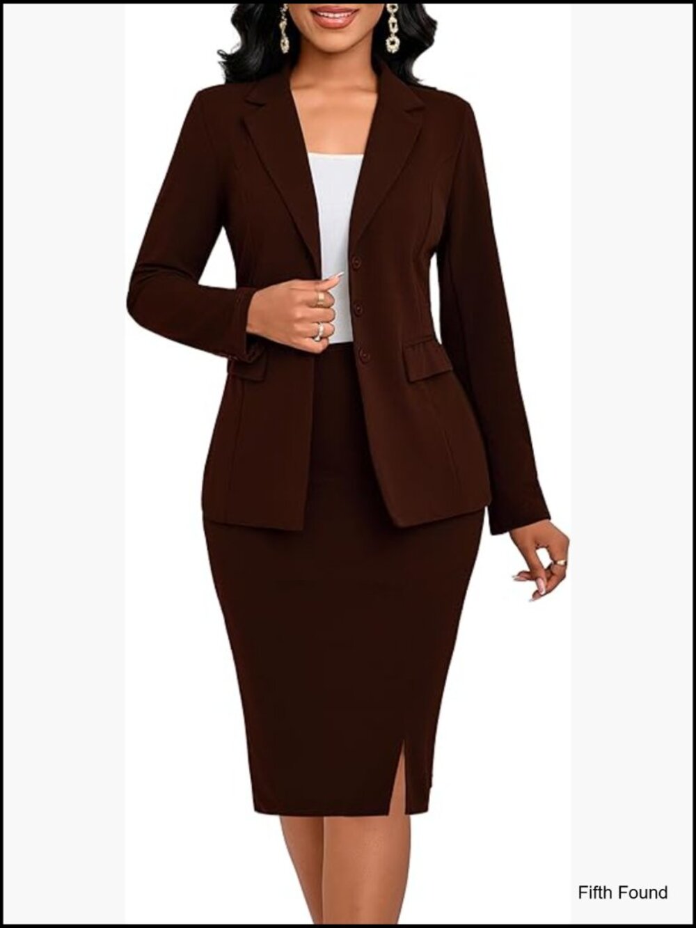 Two Piece Business Suit Set Blazer and Pencil Skirt Work Office Formal
